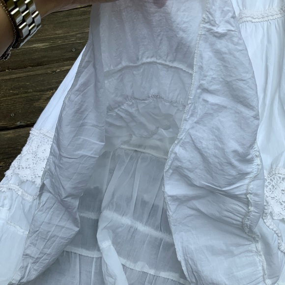 Vintage Bohemian Boho White Midi Peasant Stretchy Flowy Skirt Women’s Size Small - Picture 10 of 15